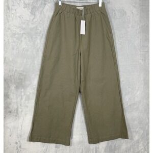 Outerknown NWT Womens Pants 100% Organic Cotton Wide Leg Crop Olive Pull On S